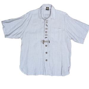 linen chunky wood button down shirt